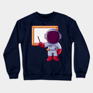 Cute Astronaut Presentation Cartoon Crewneck Sweatshirt